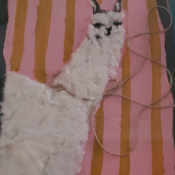 Framed Llama Painting, Water Color Paint on Cardboard 8x10 - Picture 2 of 2